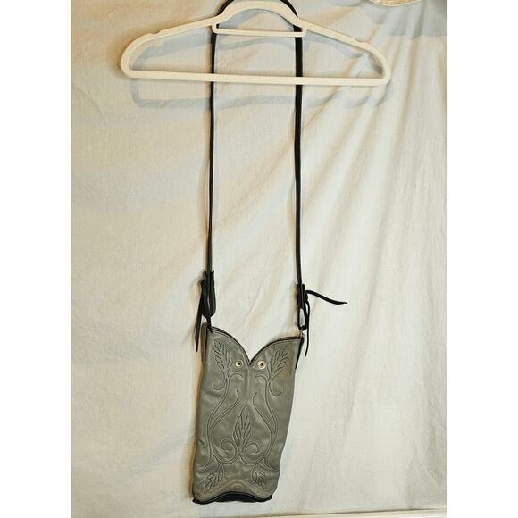 Cowboy Boot Gray Crossbody Purse/bag. Made USA. Sturdy straps. Cowgirl. Western. - Picture 2 of 16